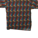 J GARCIA Mens Red & Blue Abstract Print Short Sleeve Polo Shirt L Cotton Blend