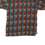 J GARCIA Mens Red & Blue Abstract Print Short Sleeve Polo Shirt L Cotton Blend