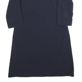 HUGO BOSS Womens Navy Blue Shift Dress Polyester Blend Knee Length 3/4 Sleeve UK