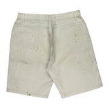 Paint Splattered Unbranded Denim Shorts - 35W 10L Cream Cotton