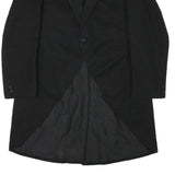 Mens Black Wool Blend Tailcoat Jacket M Classic Button Closure Formal Suit