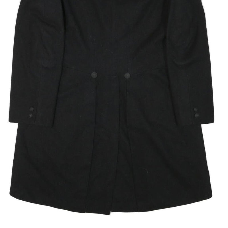 Mens Black Wool Blend Tailcoat Jacket M Classic Button Closure Formal Suit