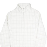 Womens White Check Polyester Blend Jacket XS Zip Front Casual Lightweight