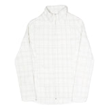 Womens White Check Polyester Blend Jacket XS Zip Front Casual Lightweight