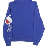 CHAMPION Mens Blue Cotton Blend Pullover Hoodie S Graphic Print Drawstring