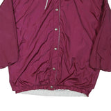 Womens Burgundy Nylon Reversible Button Jacket M Plain Lightweight Comfortable