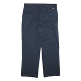 DICKIES Mens Cotton Navy Regular Straight Trousers W36 L30 Workwear Zip Closure