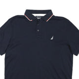 NAUTICA Mens Navy Blue Cotton Blend Short Sleeve Polo Shirt M Classic Logo