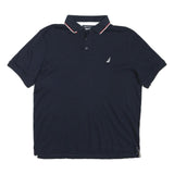 NAUTICA Mens Navy Blue Cotton Blend Short Sleeve Polo Shirt M Classic Logo