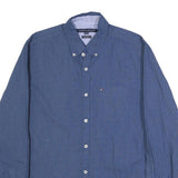 TOMMY HILFIGER Mens Blue Cotton Patterned Shirt M Button-Down Collar Long Sleeve