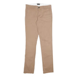 MASSIMO DUTTI Womens Cotton Blend Beige Slim Straight Trousers W29 L30 Casual