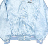 AUBURN Mens Light Blue Bomber Jacket XL Cotton Plain Button Closure Retro Style