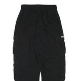 FB SISTER Mens Cotton Blend Black Relaxed Cargo Trousers W26 L26 Drawstring