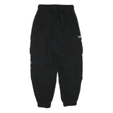 FB SISTER Mens Cotton Blend Black Relaxed Cargo Trousers W26 L26 Drawstring