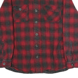CHEROKEE Mens Red & Black Check Shirt L Cotton Button Pocket Casual Flannel