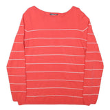 TOMMY HILFIGER Womens Red & White Patterned Crew Neck Basic Knit Jumper L Cotton