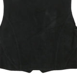 COMPANY Mens Black Leather Waistcoat XS Button Closure Classic Fit Plain Vest