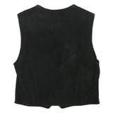 COMPANY Mens Black Leather Waistcoat XS Button Closure Classic Fit Plain Vest