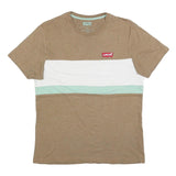 LEVI'S Mens Beige White & Mint Graphic T-Shirt M Short Sleeve Crew Neck Casual