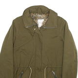 ZARA Womens Green Jacket XS Polyester Blend Plain Drawstring Zip Casual