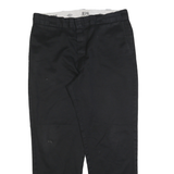DICKIES Mens Regular Black Cotton Blend Trousers W36 L32 Classic Zip Pocket