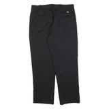 DICKIES Mens Regular Black Cotton Blend Trousers W36 L32 Classic Zip Pocket