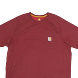 CARHARTT Mens Maroon Pocket T-Shirt XL Short Sleeve Crew Neck Workwear Casual