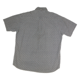 MAUI Mens Blue Brown Patterned Cotton Shirt XL Short Sleeve Button Collar