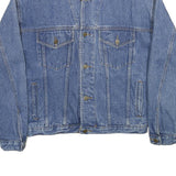 CAPEZIO Mens Blue Denim Jacket S Cotton Button Front Plain Classic Style