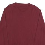 TOMMY HILFIGER Mens Maroon Plain V-Neck Basic Knit Jumper L Casual Cotton Style