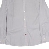 TOMMY HILFIGER Mens White & Blue Printed Cotton Shirt M Classic Fit Long Sleeve