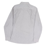 TOMMY HILFIGER Mens White & Blue Printed Cotton Shirt M Classic Fit Long Sleeve