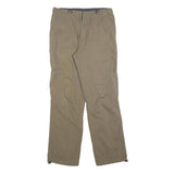 MAX DRIVE Mens Relaxed Beige Polyester Zip Trousers W32 L32 Casual Cargo Style