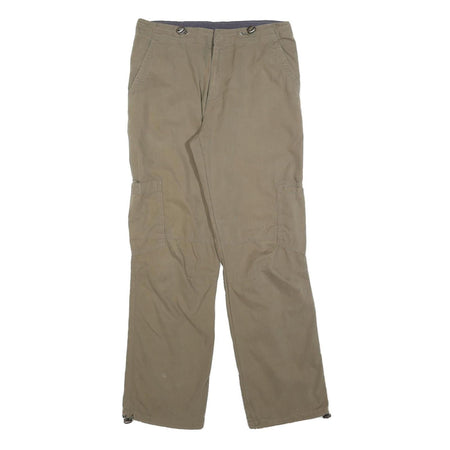 MAX DRIVE Mens Relaxed Beige Polyester Zip Trousers W32 L32 Casual Cargo Style