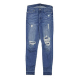 7 FOR ALL MANKIND Womens Slim Blue Denim Skinny Jeans W26 L27 Distressed Zip