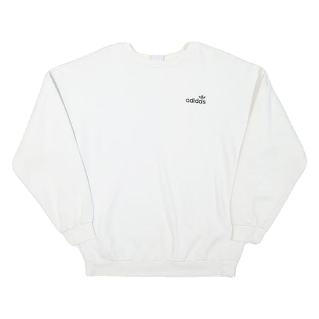 ADIDAS Womens White Cotton Blend Crew Neck UK 10 Sweatshirt Casual Pullover