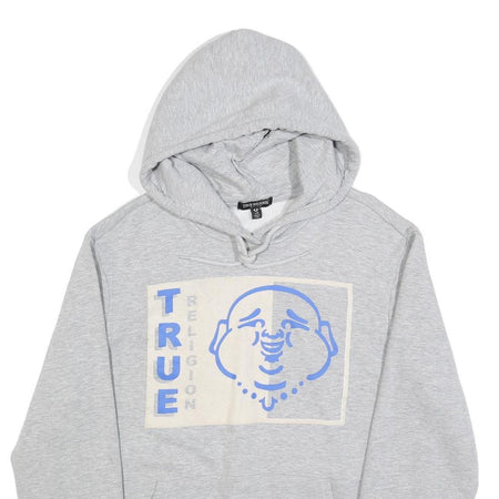 TRUE RELIGION Mens Grey Hoodie L Cotton Blend Pullover Comfortable Casual