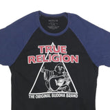 TRUE RELIGION Mens Black & Blue Graphic T-Shirt XL Short Sleeve Crew Neck