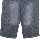 TOM TOMPSON Mens Blue Denim Cargo Shorts 2XL W38 Cotton Blend Casual Summer