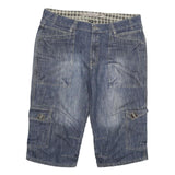 TOM TOMPSON Mens Blue Denim Cargo Shorts 2XL W38 Cotton Blend Casual Summer