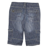 TOM TOMPSON Mens Blue Denim Cargo Shorts 2XL W38 Cotton Blend Casual Summer