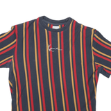 KARL KANI Mens Blue & Red Striped T-Shirt L Short Sleeve Crew Neck Casual