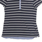 TOMMY HILFIGER Mens Navy Blue & White Striped Short Sleeve Polo Shirt L Cotton