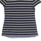 TOMMY HILFIGER Mens Navy Blue & White Striped Short Sleeve Polo Shirt L Cotton