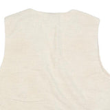 GARRY Mens Cream Linen Blend Embroidered Vest S Plain Stylish Summer Waistcoat