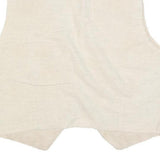 GARRY Mens Cream Linen Blend Embroidered Vest S Plain Stylish Summer Waistcoat