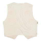 GARRY Mens Cream Linen Blend Embroidered Vest S Plain Stylish Summer Waistcoat