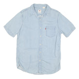 LEVI'S Mens Blue Denim Shirt S Cotton Blend Casual Light Wash Summer Wear