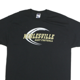 RUSSELL ATHLETIC Mens Black Noblesville East Football Graphic T-Shirt L Short