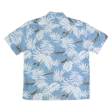 TROPICAL STORM Mens Blue & White Hawaiian Shirt XL Tropical Leaves Cotton Casual